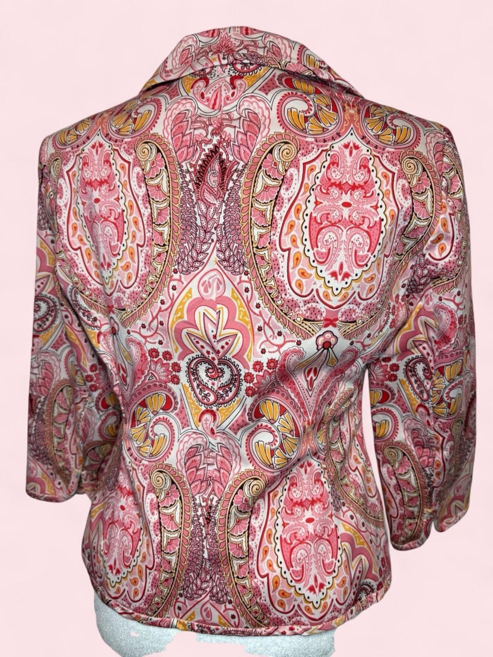 Pink Paisley Button-Front Cropped Jacket - Picture 6 of 7